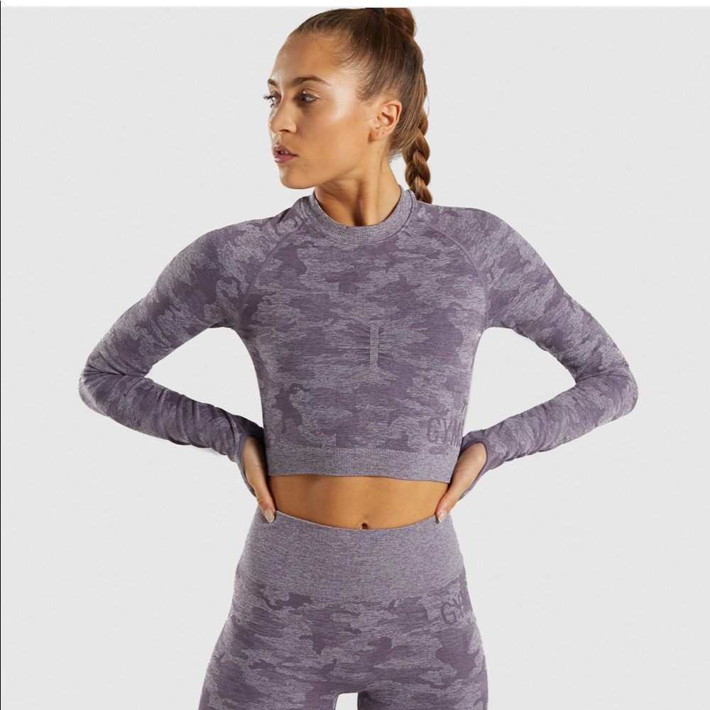Gymshark camo seamless long sleeve crop top
